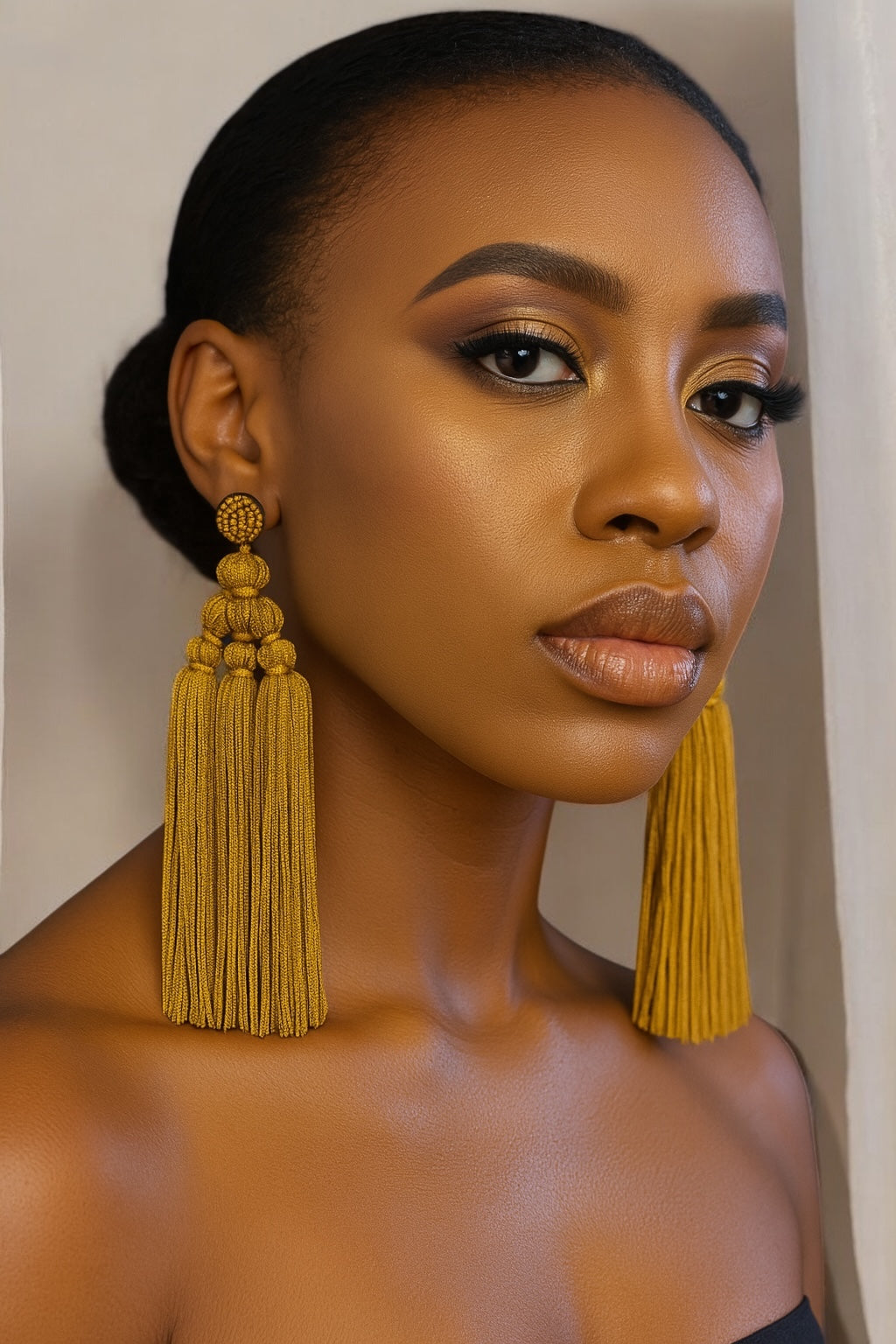 Boho Long Tassel Earrings with Beaded Stud – Bold Fringed Statement Jewellery - Fatisha Boutique #