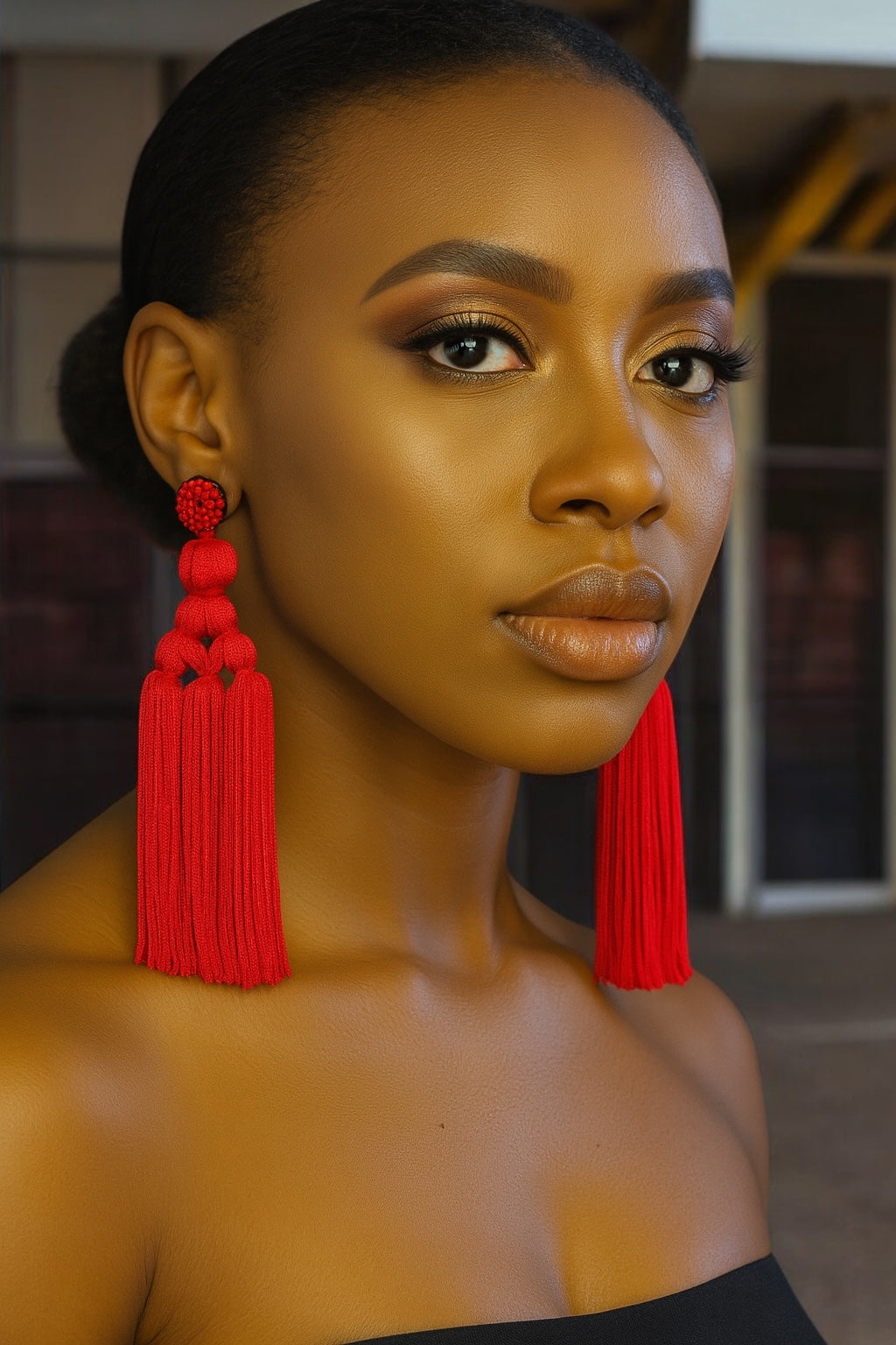 Boho Long Tassel Earrings with Beaded Stud – Bold Fringed Statement Jewellery - Fatisha Boutique #