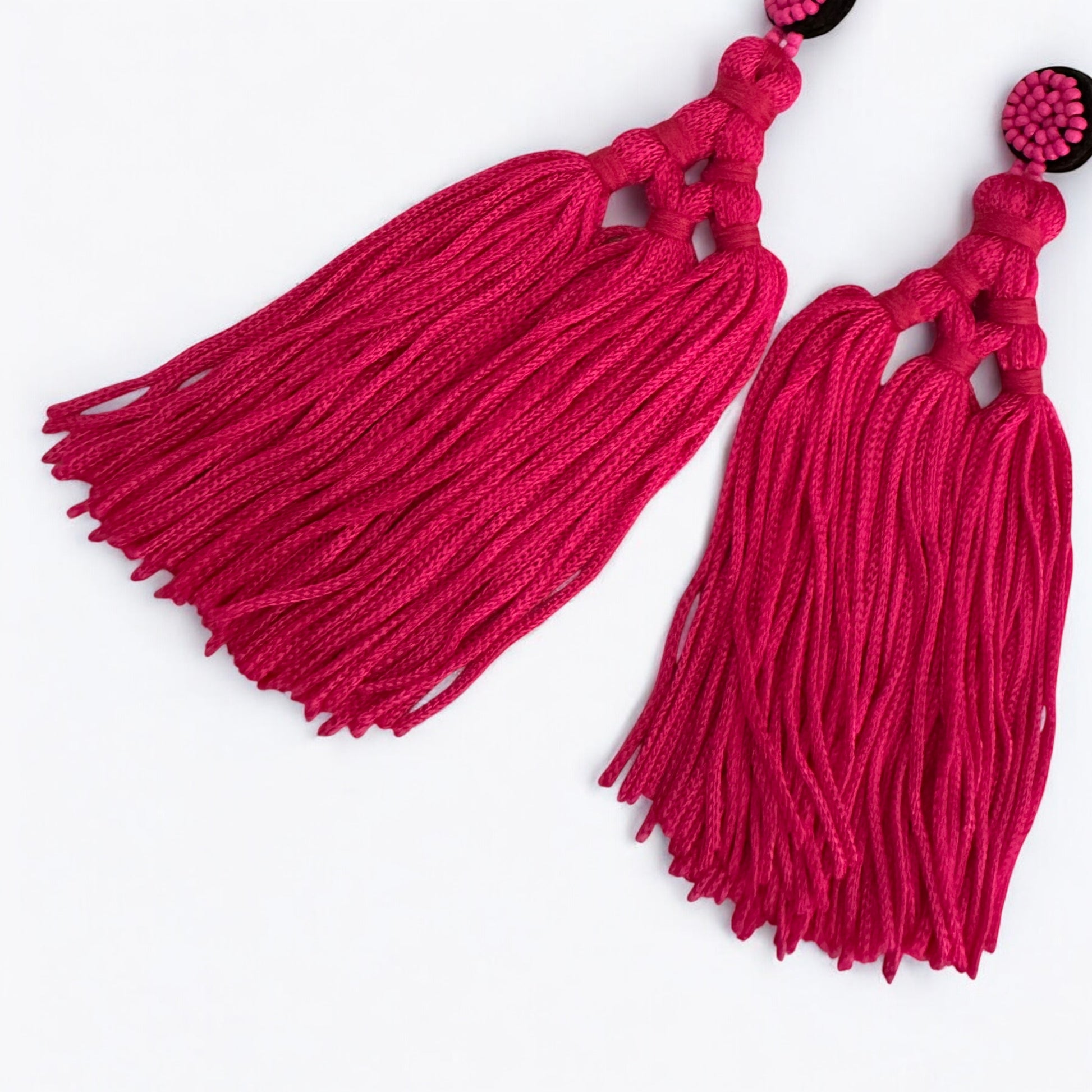 Boho Long Tassel Earrings with Beaded Stud – Bold Fringed Statement Jewellery - Fatisha Boutique #