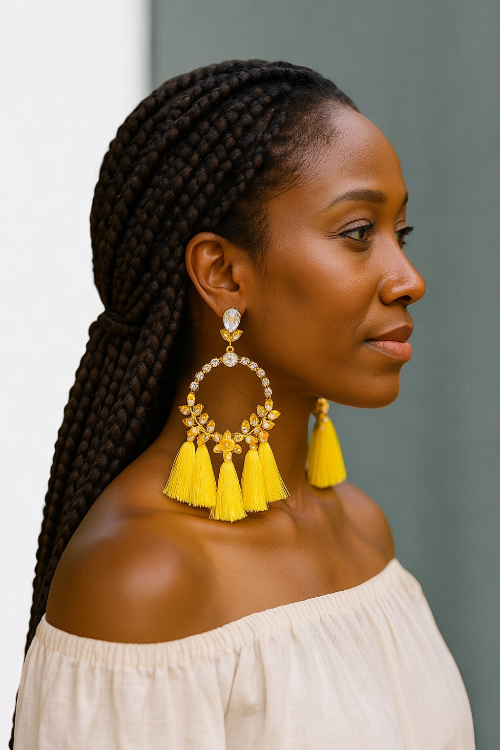 Oversized Rhinestone Tassel Earrings – Fun Statement Jewellery for Summer & Events - Fatisha Boutique #