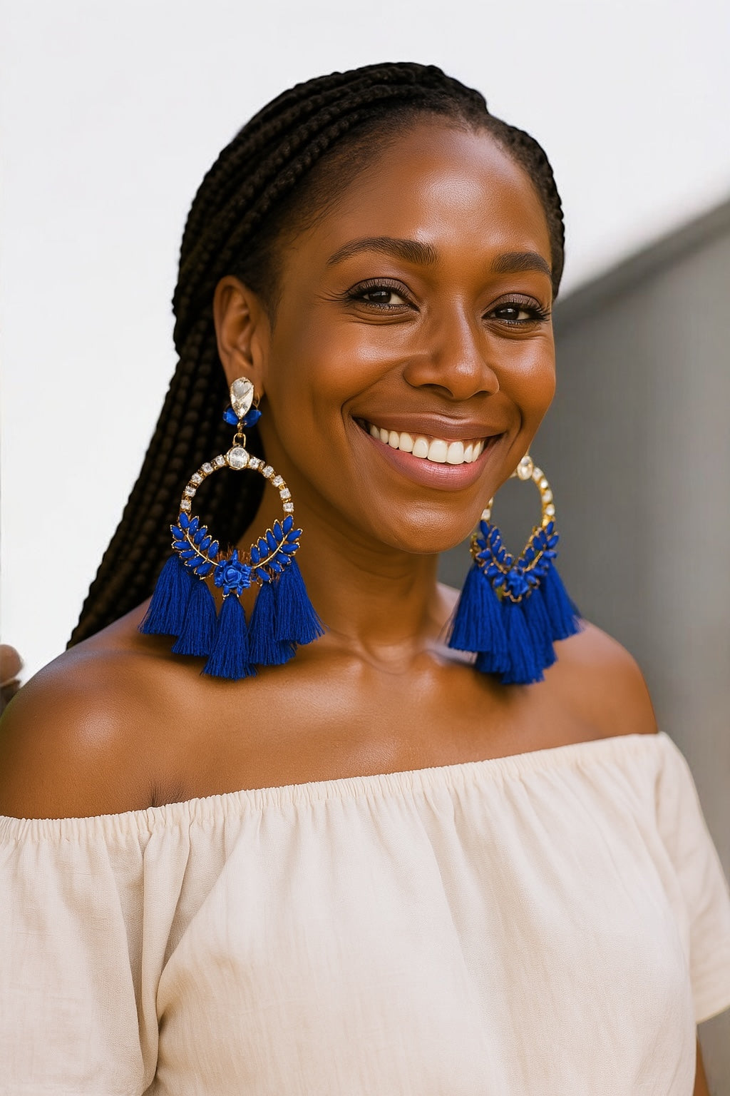 Oversized Rhinestone Tassel Earrings – Fun Statement Jewellery for Summer & Events - Fatisha Boutique #