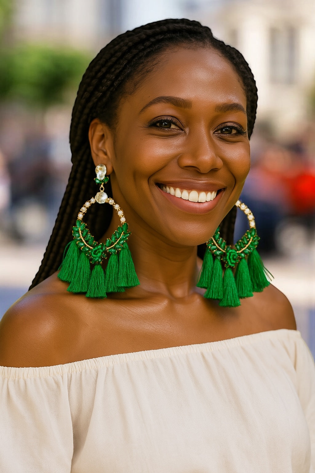 Oversized Rhinestone Tassel Earrings – Fun Statement Jewellery for Summer & Events - Fatisha Boutique #
