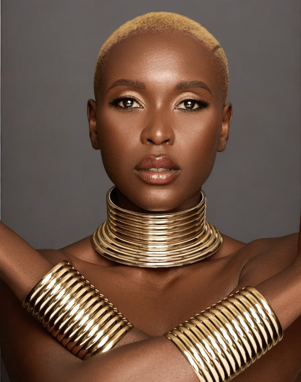 Ndebele Collar Choker Necklace & Cuff Set – Bold African Statement Jewellery - Fatisha Boutique #