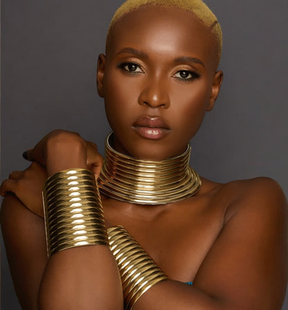 Ndebele Collar Choker Necklace & Cuff Set – Bold African Statement Jewellery - Fatisha Boutique #