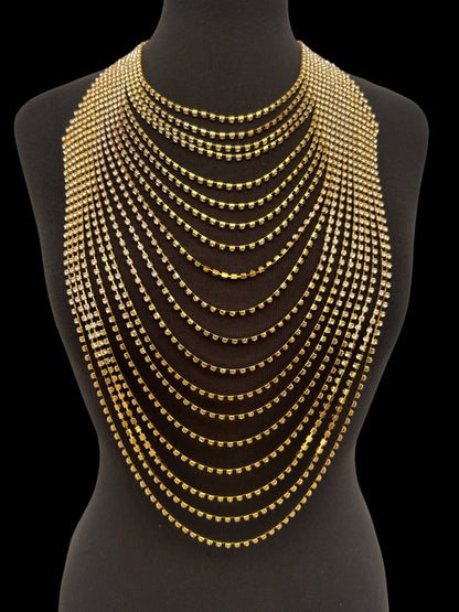 Elegant Multi-Layer Rhinestone Statement Necklace – Luxury Crystal Bib Collar in Gold & Silver - Fatisha Boutique #