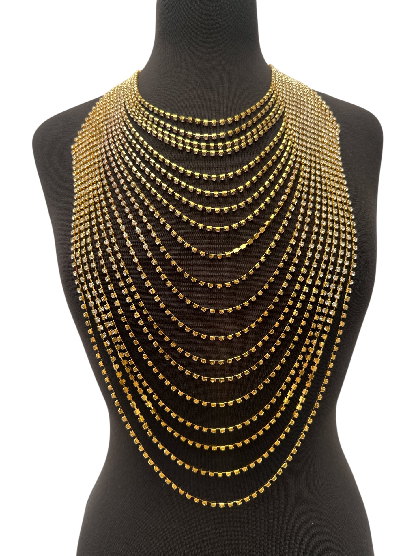 Elegant Multi-Layer Rhinestone Statement Necklace – Luxury Crystal Bib Collar in Gold & Silver - Fatisha Boutique #