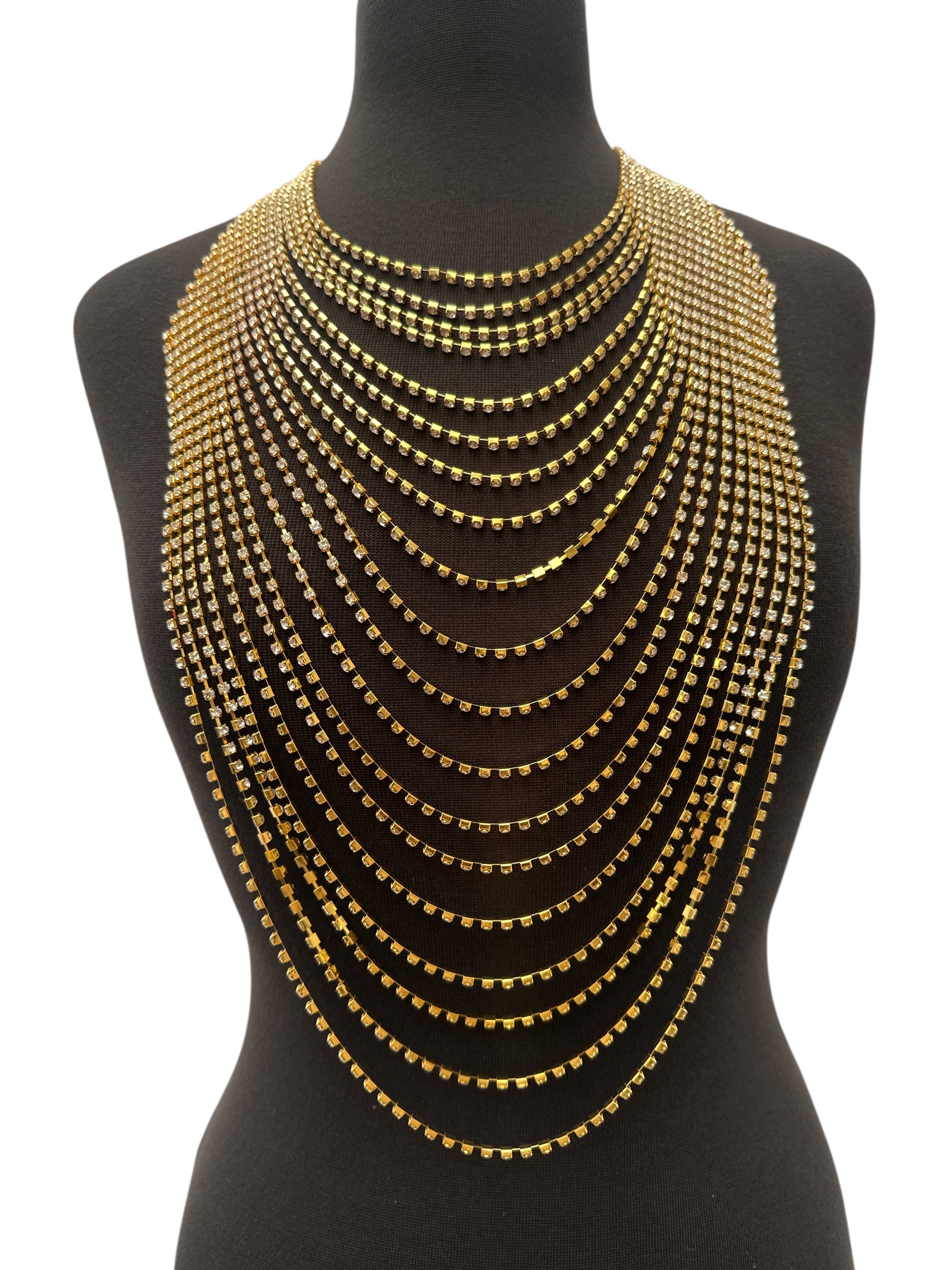 Elegant Multi-Layer Rhinestone Statement Necklace – Luxury Crystal Bib Collar in Gold & Silver - Fatisha Boutique #