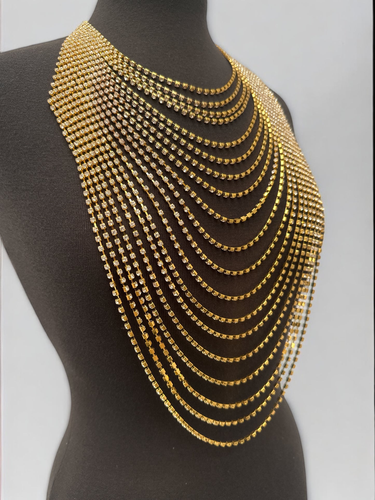 Elegant Multi-Layer Rhinestone Statement Necklace – Luxury Crystal Bib Collar in Gold & Silver - Fatisha Boutique #