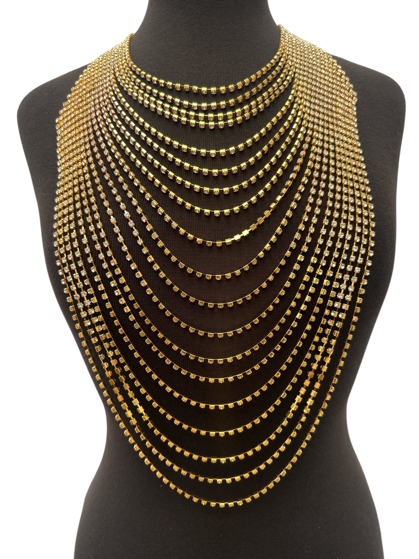 Elegant Multi-Layer Rhinestone Statement Necklace – Luxury Crystal Bib Collar in Gold & Silver - Fatisha Boutique #