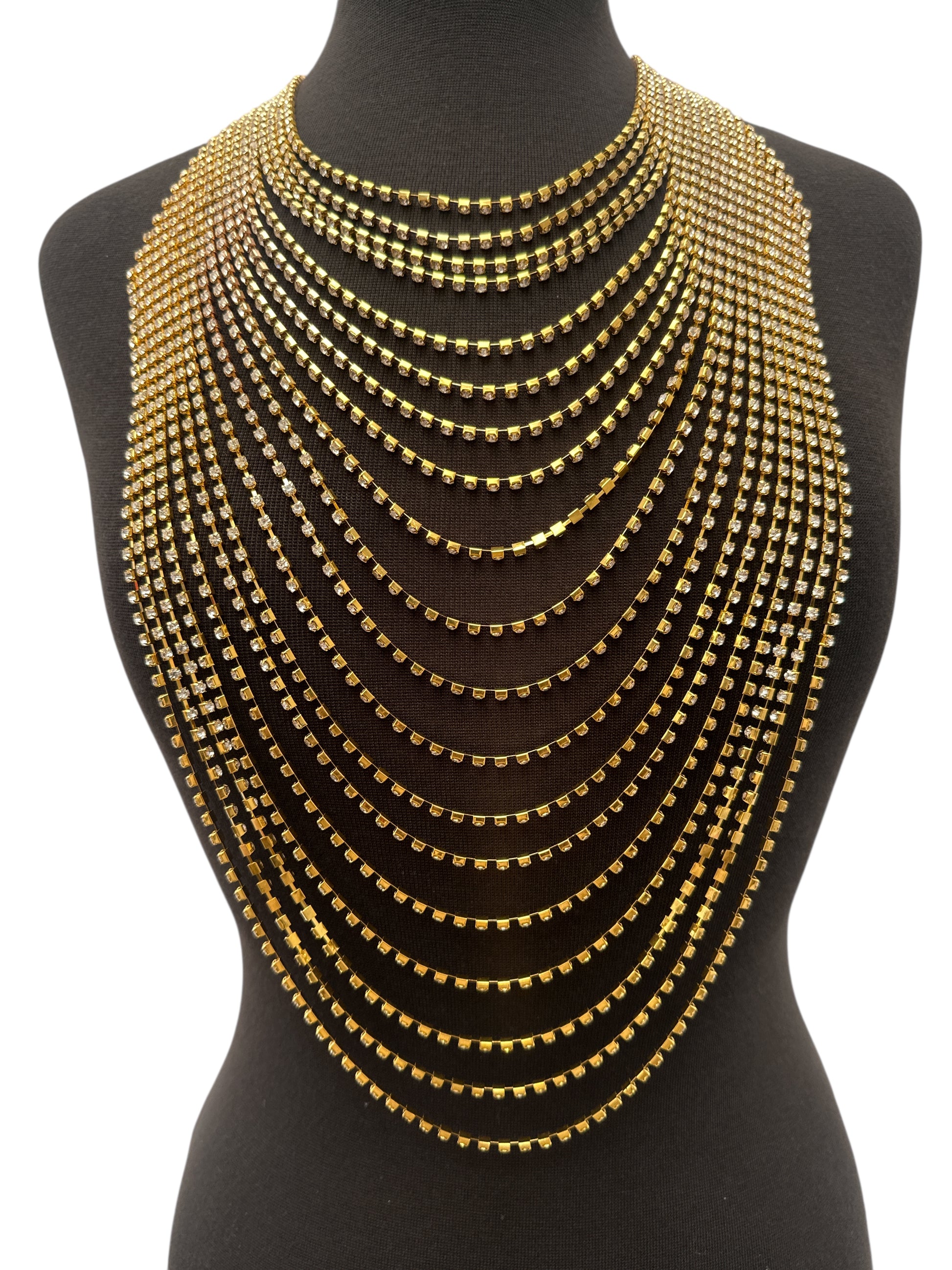 Elegant Multi-Layer Rhinestone Statement Necklace – Luxury Crystal Bib Collar in Gold & Silver - Fatisha Boutique #