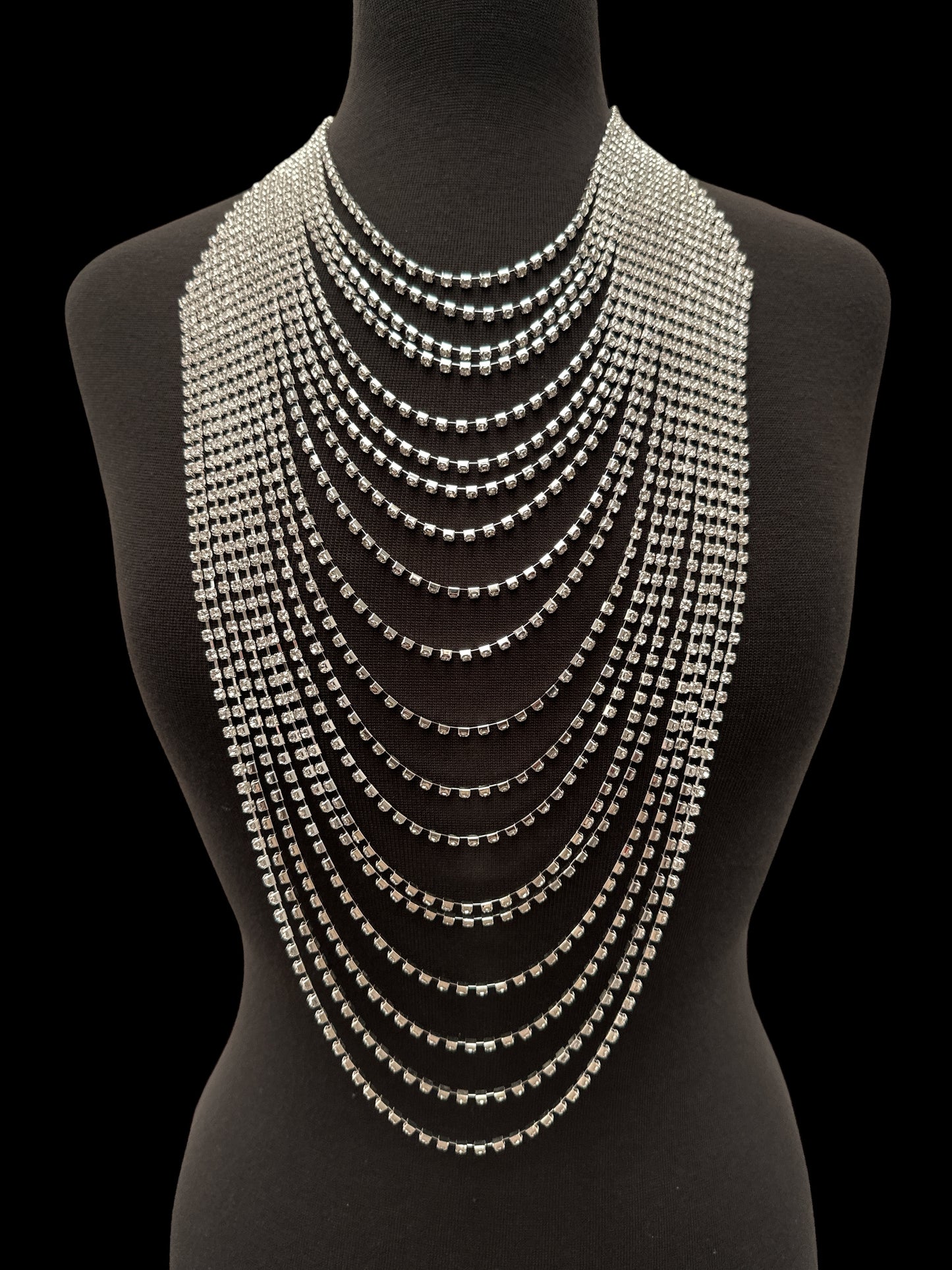 Elegant Multi-Layer Rhinestone Statement Necklace – Luxury Crystal Bib Collar in Gold & Silver - Fatisha Boutique #