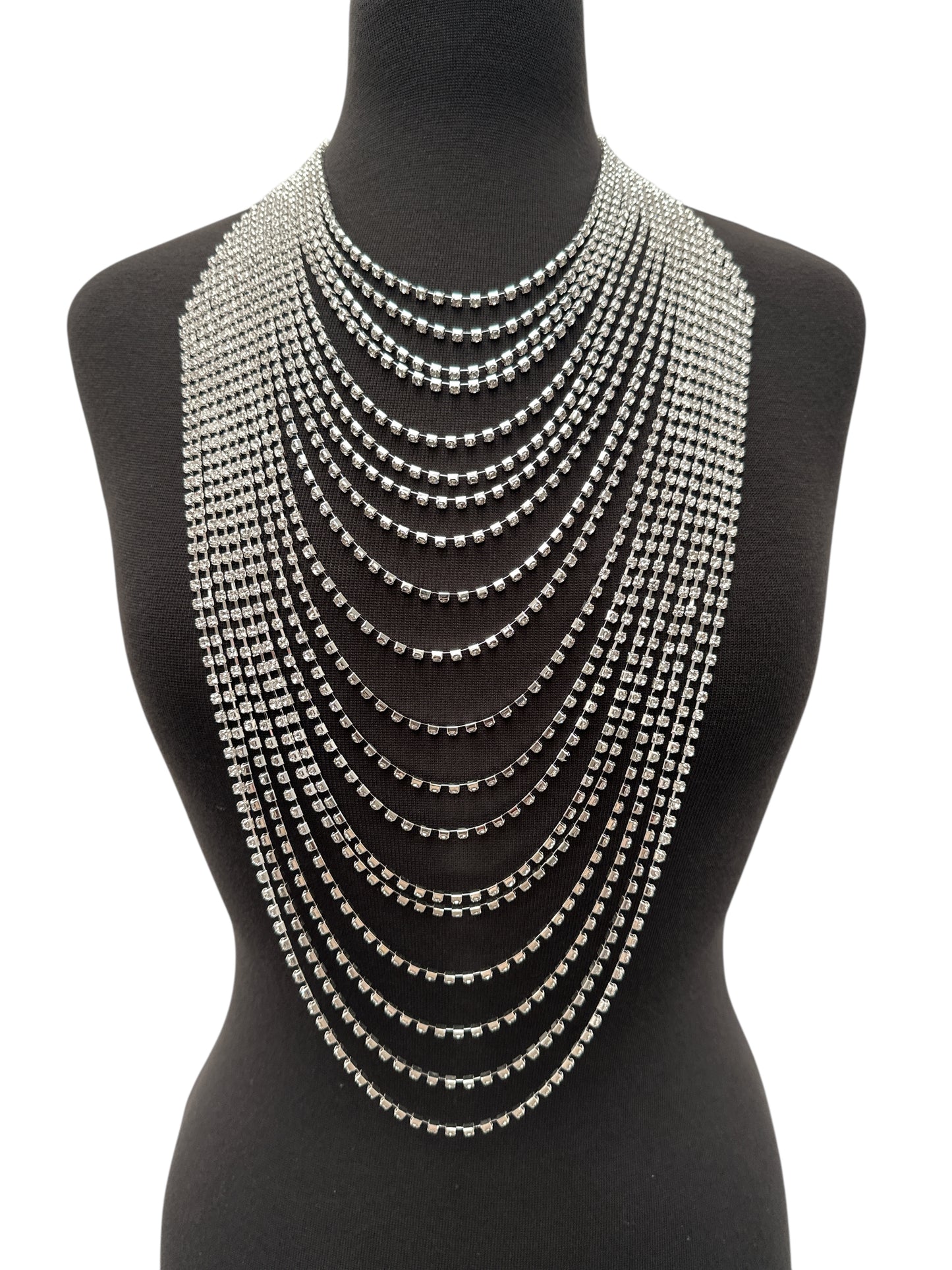 Elegant Multi-Layer Rhinestone Statement Necklace – Luxury Crystal Bib Collar in Gold & Silver - Fatisha Boutique #