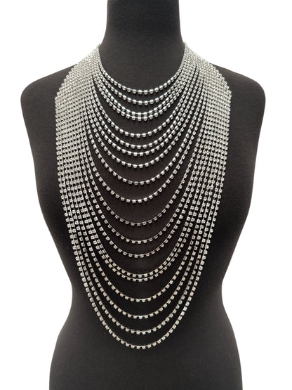 Elegant Multi-Layer Rhinestone Statement Necklace – Luxury Crystal Bib Collar in Gold & Silver - Fatisha Boutique #