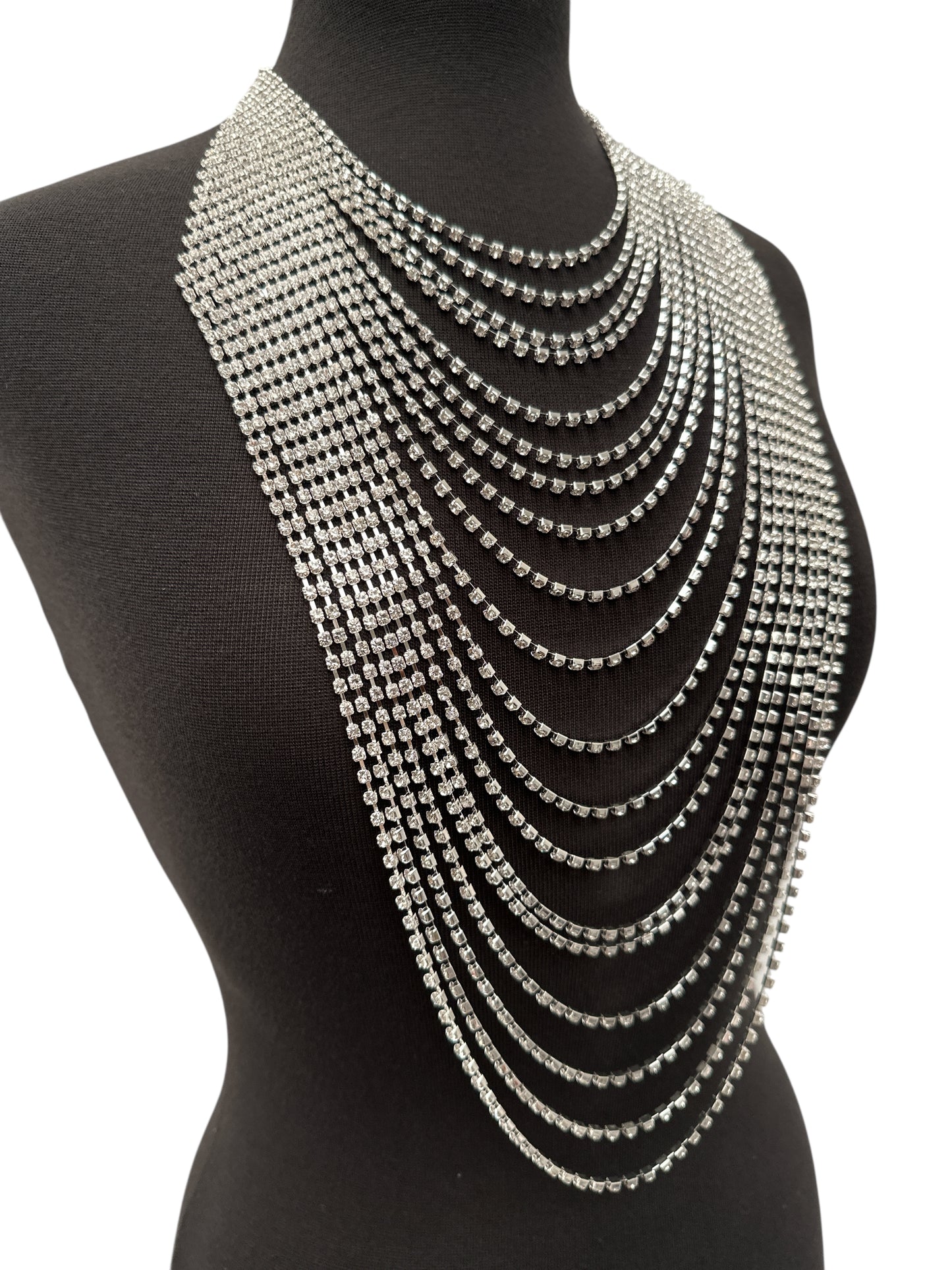 Elegant Multi-Layer Rhinestone Statement Necklace – Luxury Crystal Bib Collar in Gold & Silver - Fatisha Boutique #