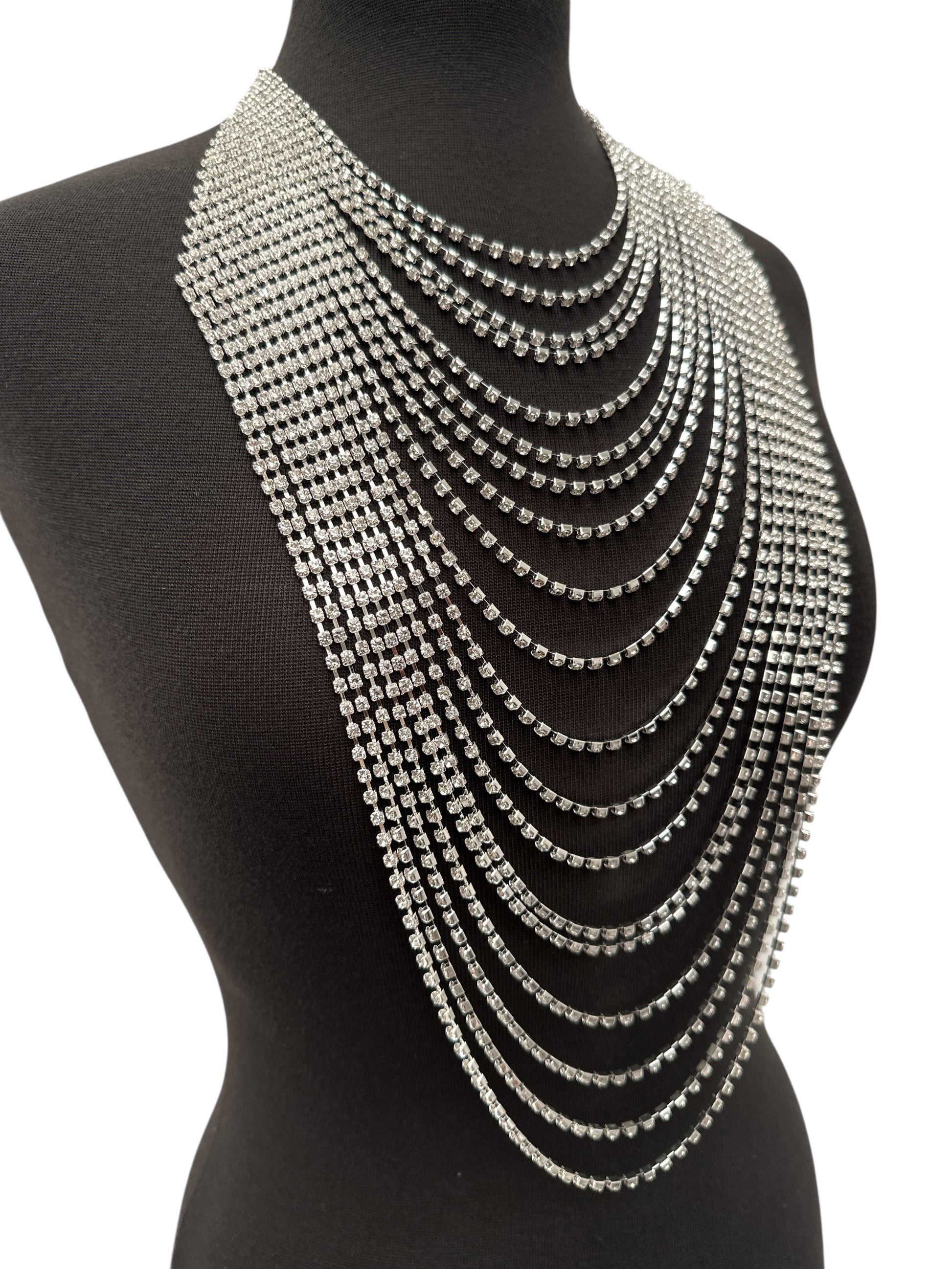 Elegant Multi-Layer Rhinestone Statement Necklace – Luxury Crystal Bib Collar in Gold & Silver - Fatisha Boutique #