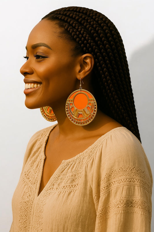 African Inspired Wooden & Metal Hoop Earrings – Bold Statement Jewellery - Fatisha Boutique #