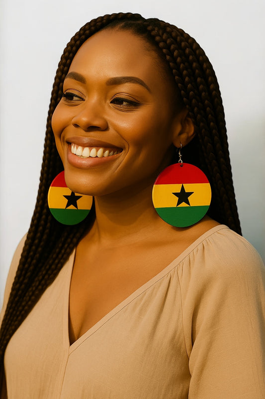 West African Flag Print Dangle Earrings – Ghana, Nigeria, Liberia & More Statement Jewellery - Fatisha Boutique #