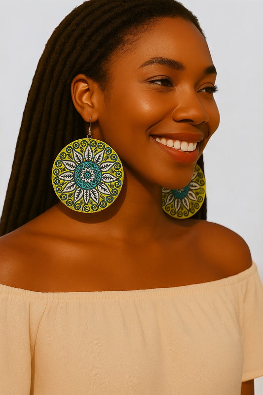 Boho Print Lightweight Dangle Earrings – Bold Statement Earrings for Women - Fatisha Boutique #