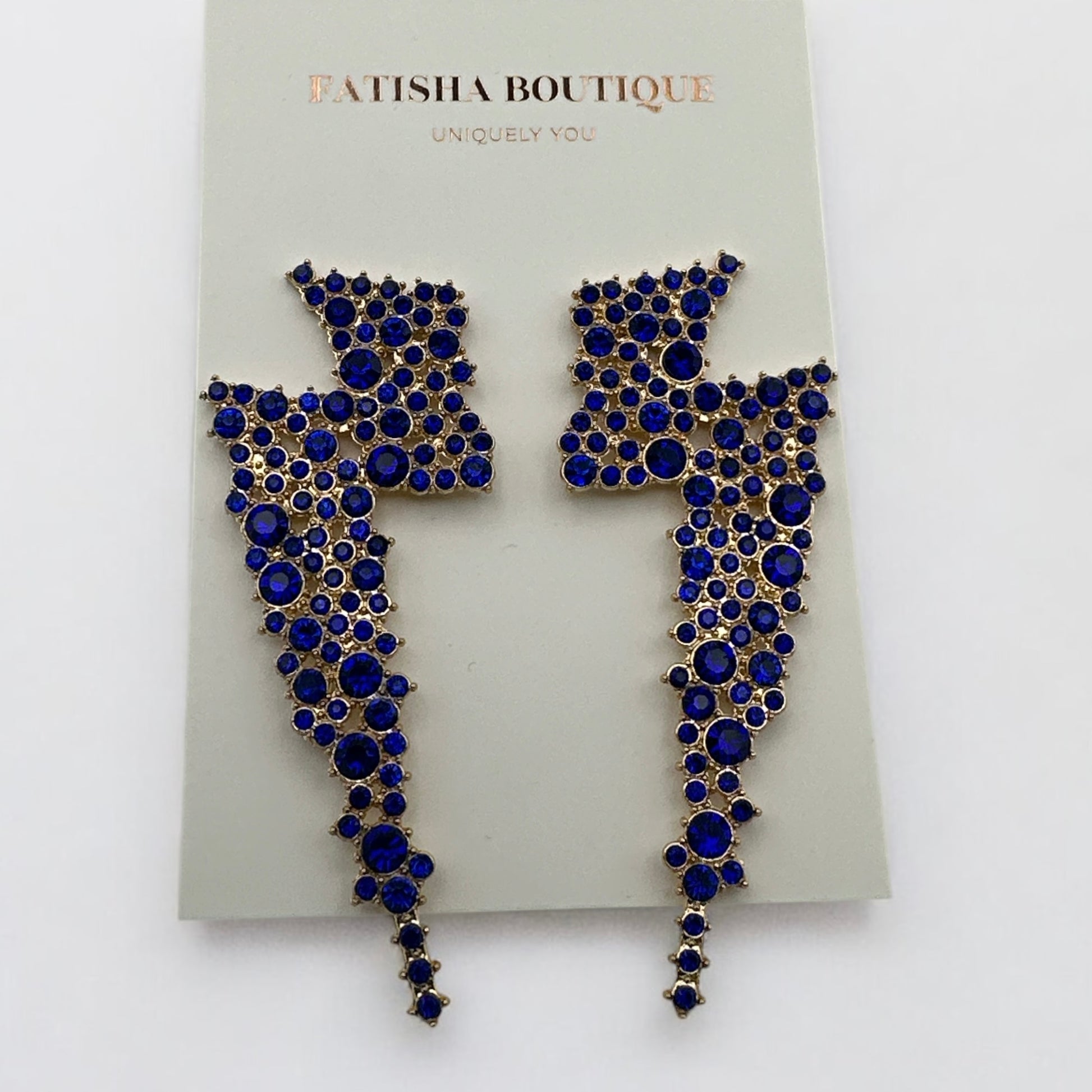 Lightning Bolt Rhinestone Statement Earrings – Bold Glam Dangle Jewellery - Fatisha Boutique #
