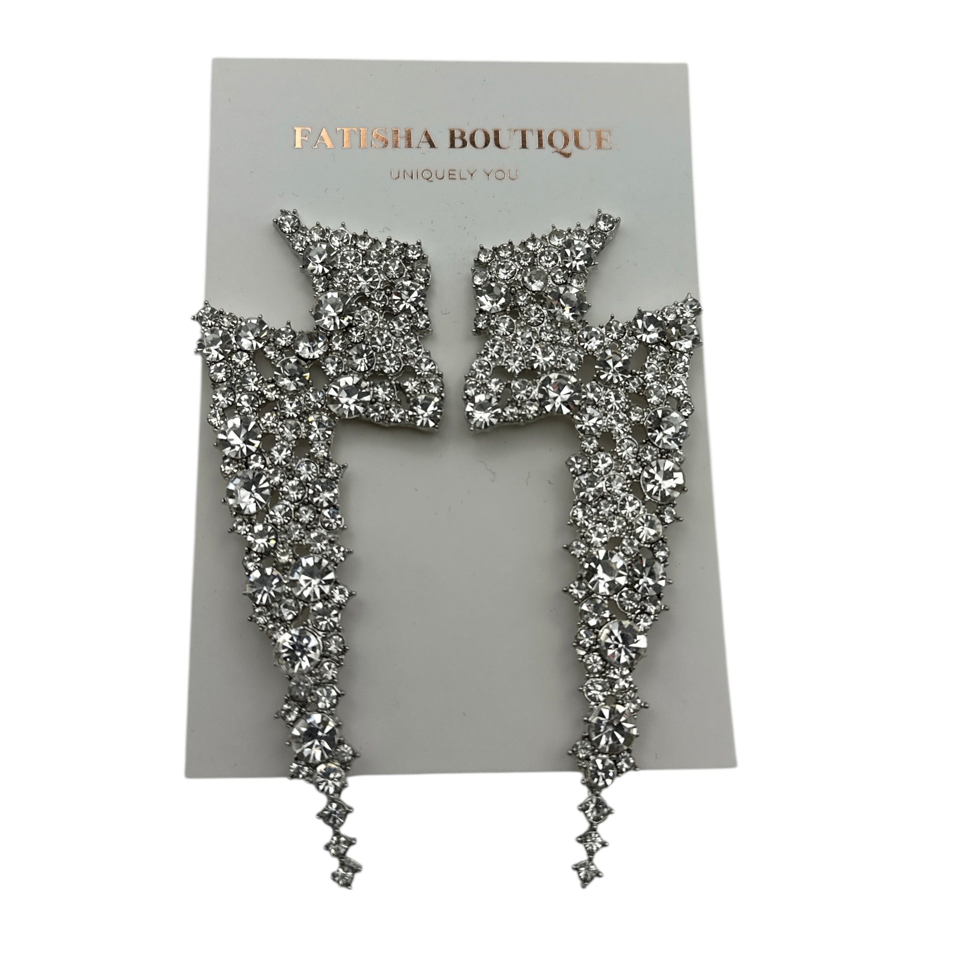 Lightning Bolt Rhinestone Statement Earrings – Bold Glam Dangle Jewellery - Fatisha Boutique #