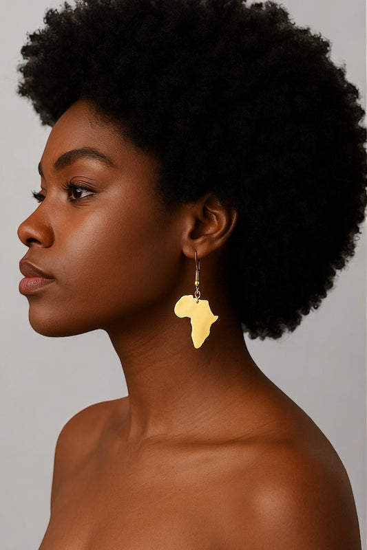 Small Stainless Steel African Map Dangle Earrings – Gold & Silver Finish | UK Seller - Fatisha Boutique #