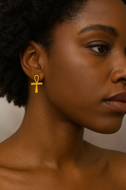 Small Ankh Cross Stud Earrings | Stainless Steel Egyptian Symbol Jewellery - Fatisha Boutique #