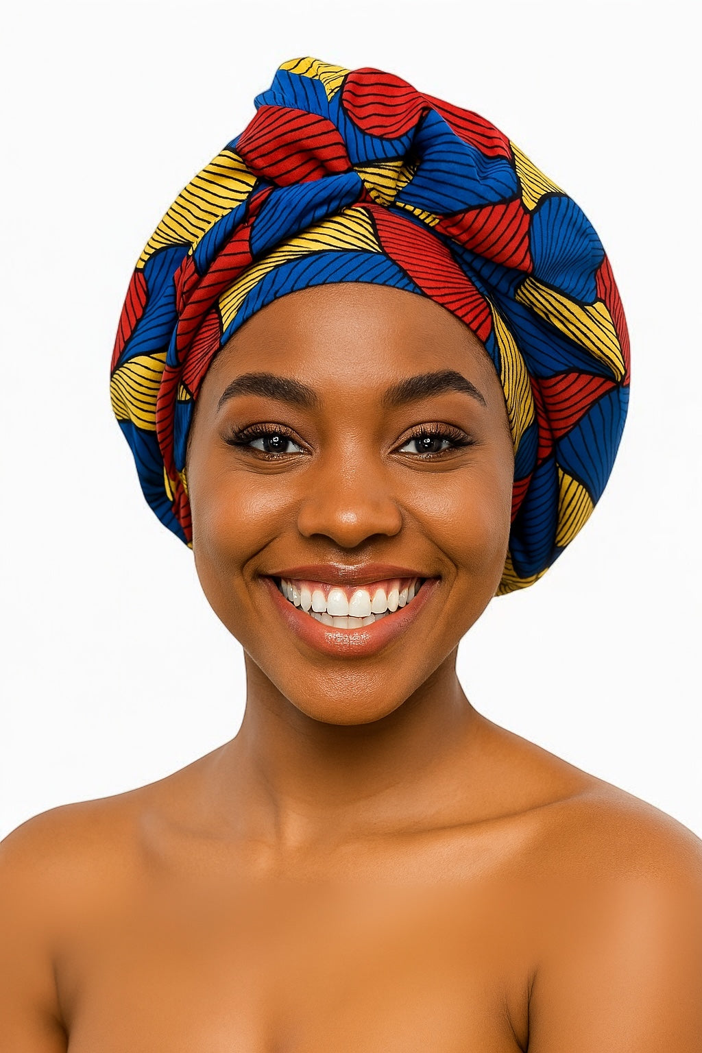 Double-Layered Ankara Satin Bonnet with Long Tie – Convertible Turban Wrap - Fatisha Boutique #