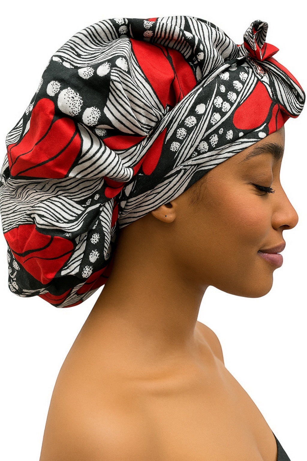 Double-Layered Ankara Satin Bonnet with Long Tie – Convertible Turban Wrap - Fatisha Boutique #