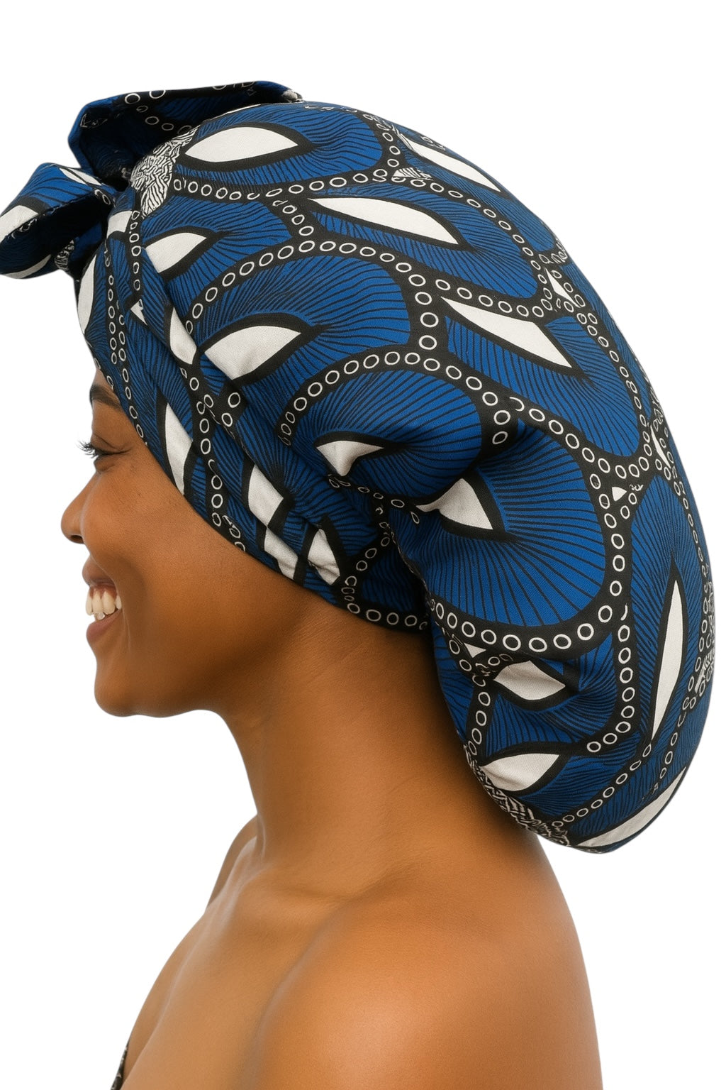 Double-Layered Ankara Satin Bonnet with Long Tie – Convertible Turban Wrap - Fatisha Boutique #