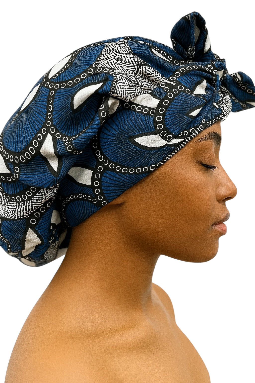 Double-Layered Ankara Satin Bonnet with Long Tie – Convertible Turban Wrap - Fatisha Boutique #