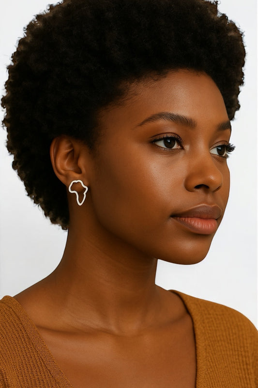 Small African Map Stud Earrings – Stainless Steel, Gold & Silver Options | UK Seller - Fatisha Boutique #