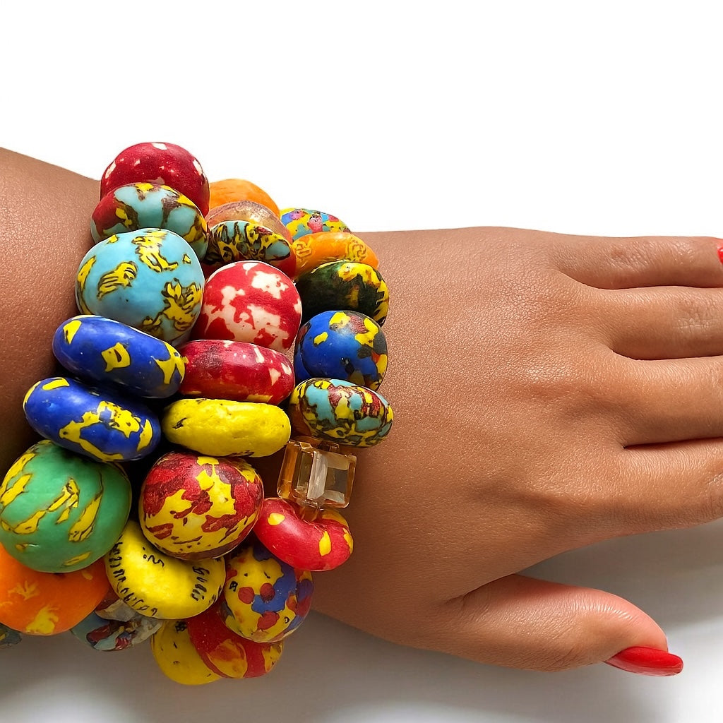 Authentic West African Korobo Bracelet – Handmade Chunky Tribal Beaded Jewellery - Fatisha Boutique #