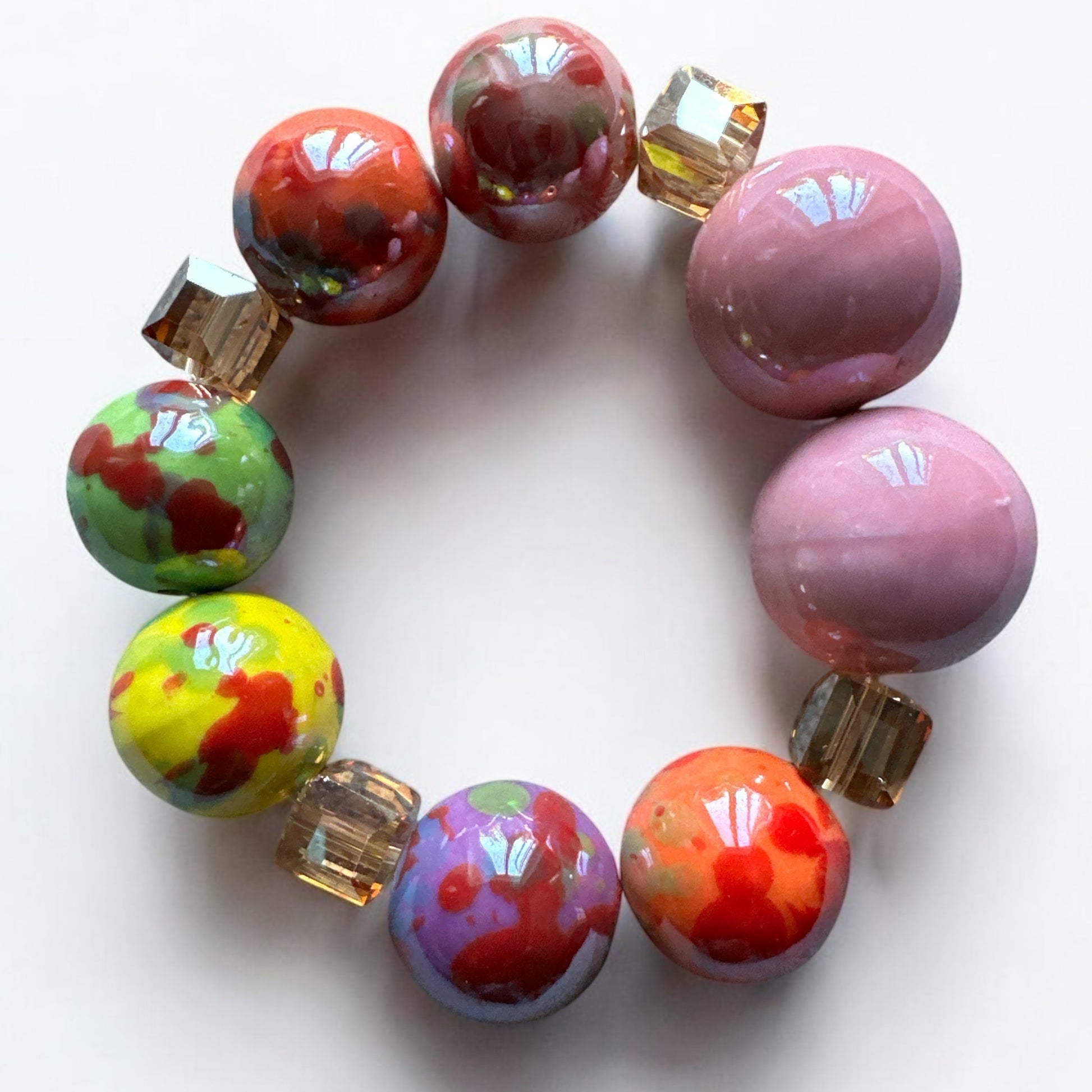 Handcrafted African Multicolour Ceramic Bead Bracelet – Bold Tribal Jewellery - Fatisha Boutique #