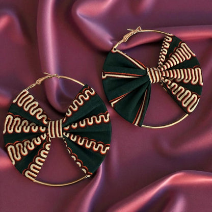 Bold African Print Hoop Earrings – 8cm Ankara Fabric Statement Jewellery - Fatisha Boutique #