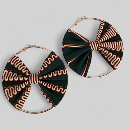 Bold African Print Hoop Earrings – 8cm Ankara Fabric Statement Jewellery - Fatisha Boutique #