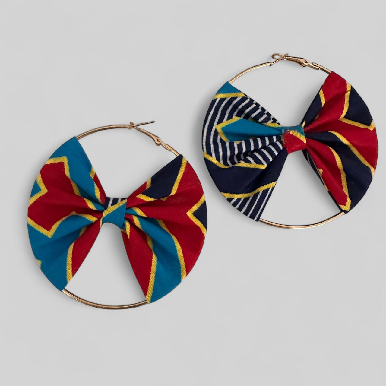 Bold African Print Hoop Earrings – 8cm Ankara Fabric Statement Jewellery - Fatisha Boutique #