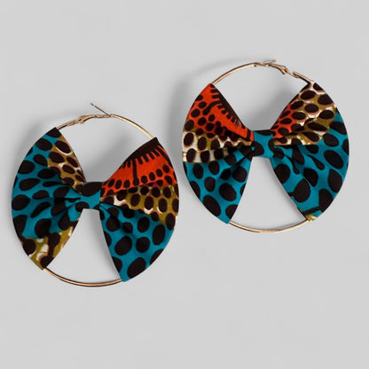 Bold African Print Hoop Earrings – 8cm Ankara Fabric Statement Jewellery - Fatisha Boutique #