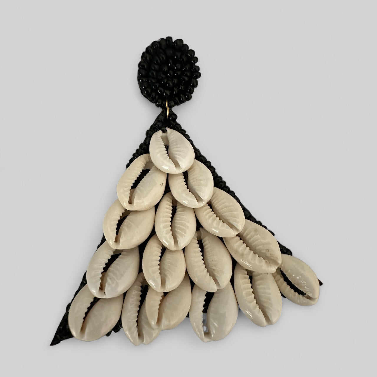 African Cowrie Shell Triangle Earrings – Bold Handmade Beaded Statement Jewellery - Fatisha Boutique #