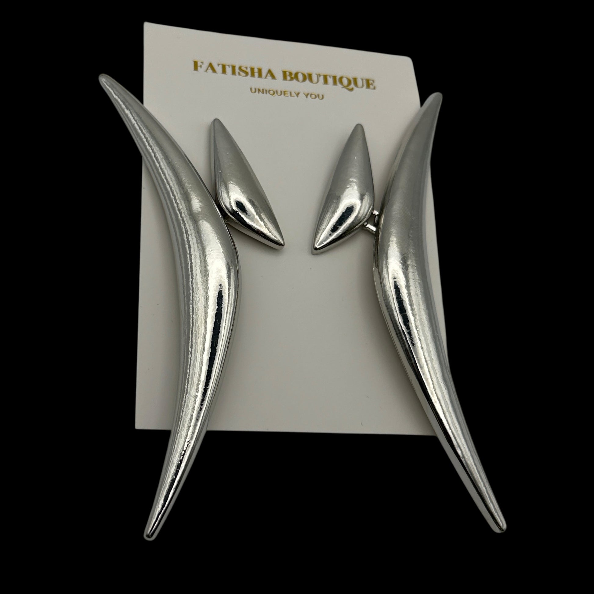Bold Sculptural Gold & Silver Statement Earrings – Modern Avant-Garde Jewellery - Fatisha Boutique #