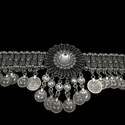 Bohemian Tribal Coins Choker Necklace – Ethnic Rhinestone Statement Jewellery - Fatisha Boutique #