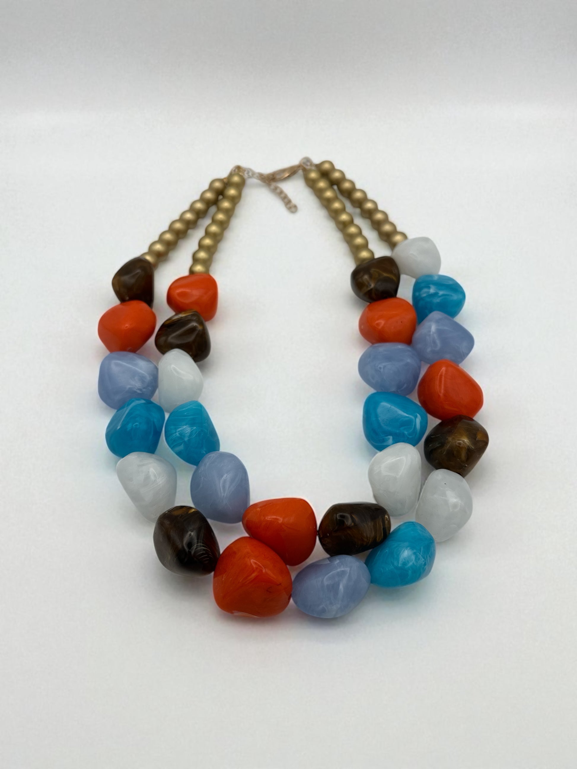 Chunky Multicoloured Resin Bead Necklace – Ethnic Bohemian Statement - Fatisha Boutique #