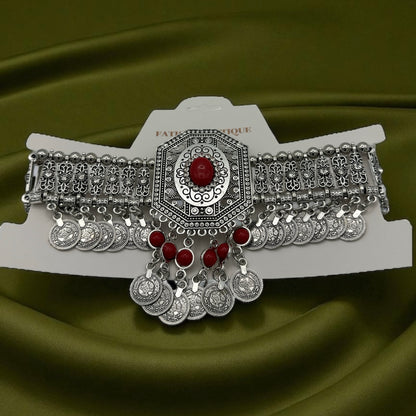 Bohemian Tribal Coins Choker Necklace – Ethnic Rhinestone Statement Jewellery - Fatisha Boutique #