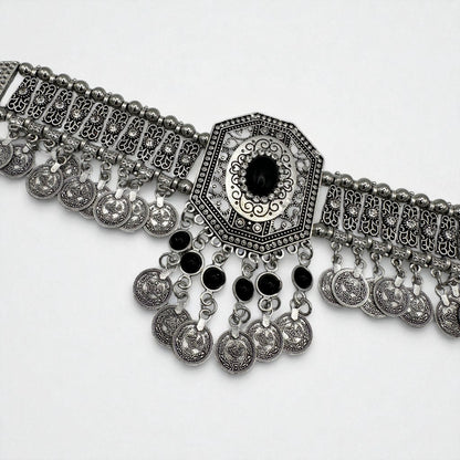 Bohemian Tribal Coins Choker Necklace – Ethnic Rhinestone Statement Jewellery - Fatisha Boutique #