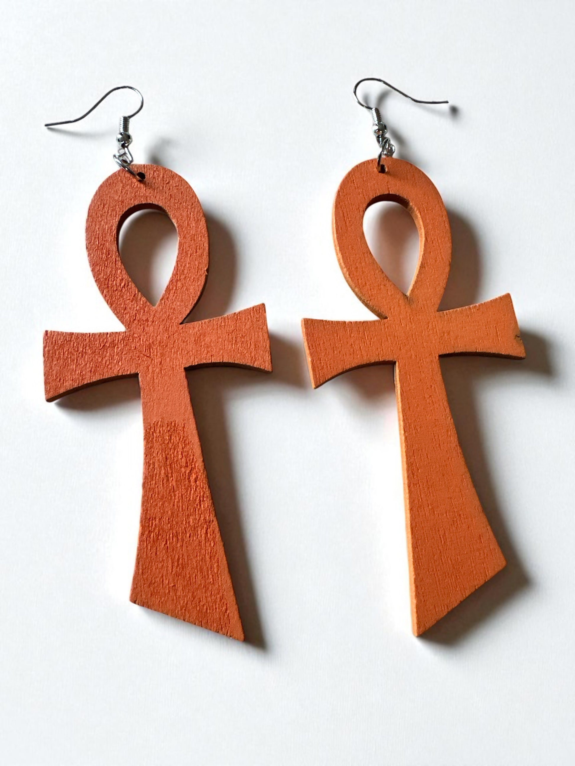 Oversized Wooden Ankh Earrings – African Ethnic Statement Jewellery - Fatisha Boutique #
