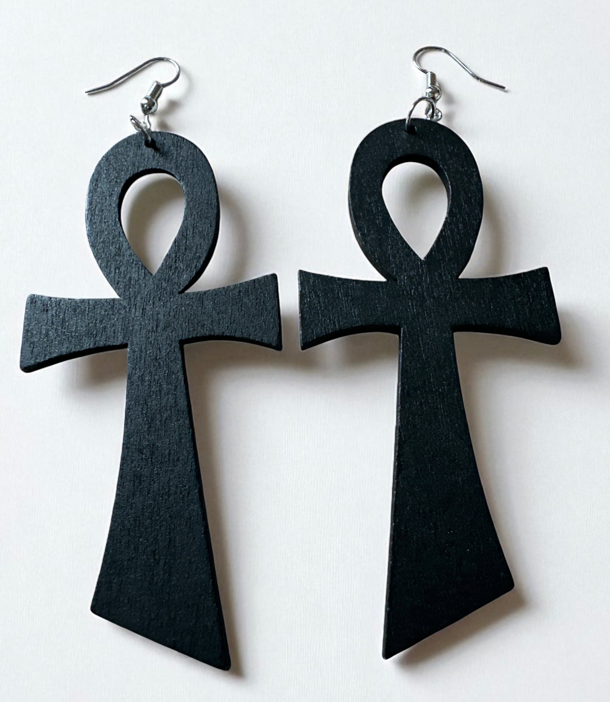 Oversized Wooden Ankh Earrings – African Ethnic Statement Jewellery - Fatisha Boutique #