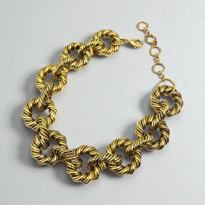 Elegant Gold Plated Interlocking Metal Choker & Bracelet Jewellery Set – African Statement Jewellery - Fatisha Boutique #