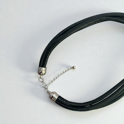 Bohemian Faux Leather Necklace with Crystal Pendant – Multi-Strand Statement Jewellery - Fatisha Boutique #