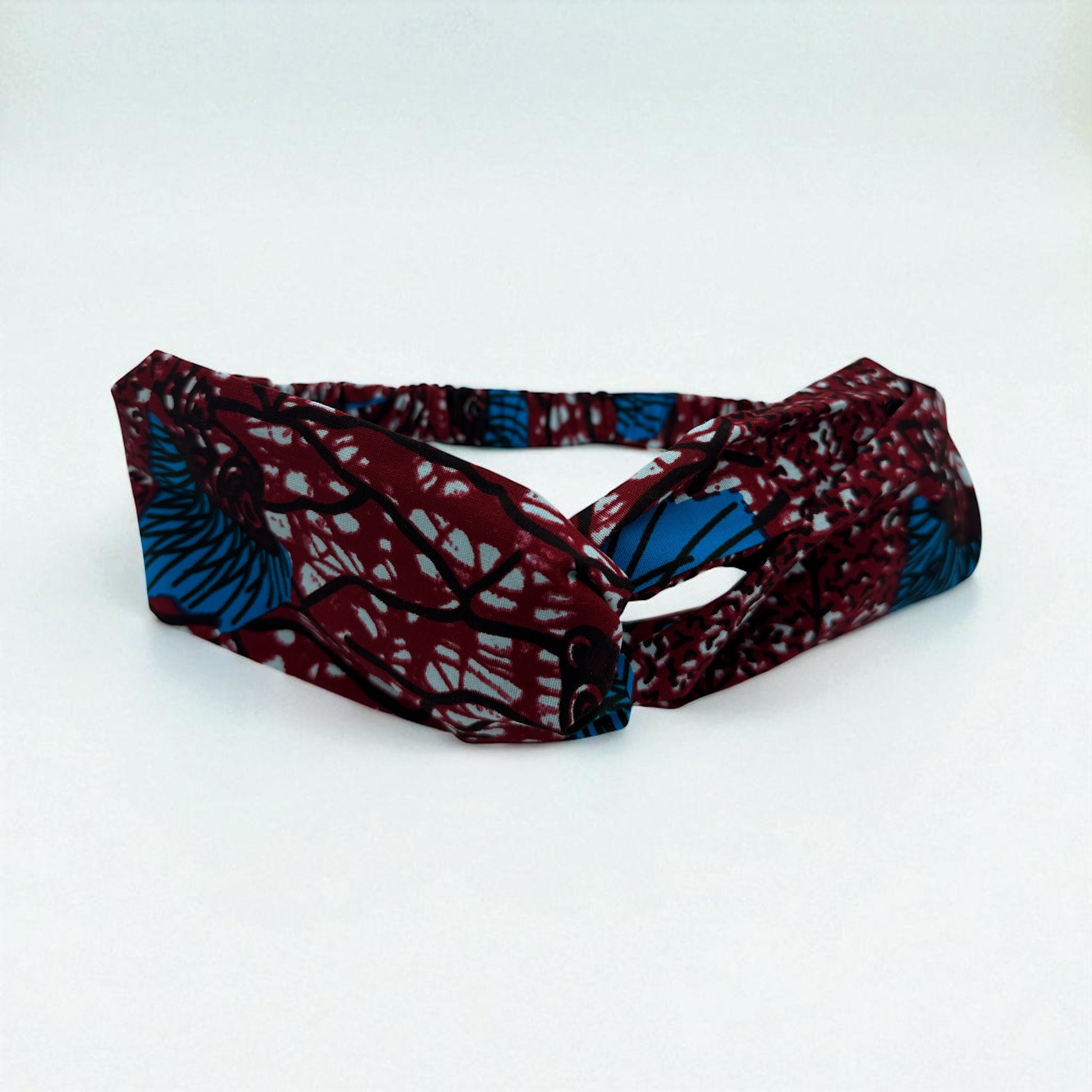 Ankara African Print Headband – Red & Blue Twist Knot Hair Accessory - Fatisha Boutique #