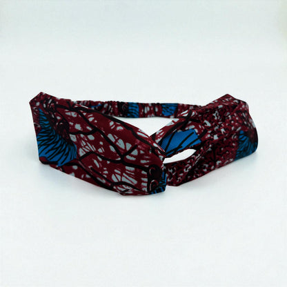 Ankara African Print Headband – Red & Blue Twist Knot Hair Accessory - Fatisha Boutique #