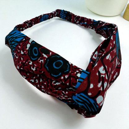 Ankara African Print Headband – Red & Blue Twist Knot Hair Accessory - Fatisha Boutique #